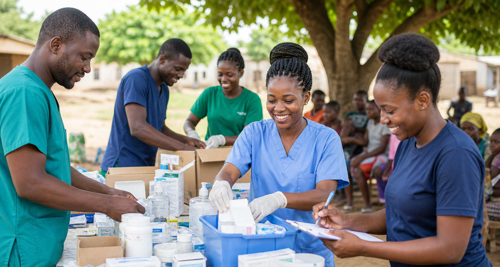 Volunteers supporting healthcare outreach